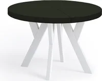 Runder Ausziehbarer Tisch für Esszimmer, PERO, Loft-Stil, Skandinavische, Durchmesser: 120 / 220 cm, Farbe: Schwarz / Weiß
