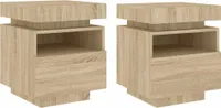vidaXL Nachttische mit LED-Leuchten 2 Stk. Sonoma Eiche 40x39x48,5 cm
