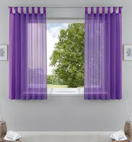 2er-Pack Gardinen Transparent Vorhang Set Wohnzimmer Voile Schlaufenschal mit Bleibandabschluß HxB  175x140 cm Lila 61000CN