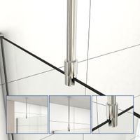 Deckenhalter Glaswand Halter Stange Stabilisator Duschwand 250-400 mm HS19 Eckig 