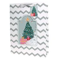 12 x Geschenktüten Tanne  aus Papier für Weihnachten 25 x 34,5 cm mit integriertem 3-D-Sichtfenster Originelle Weihnachtsgeschenktüten Geschenktasche