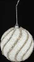 Glitzer-Christbaumkugel Weihnachtsdeko weiß-goldfarben 8 cm