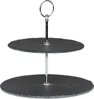 Etagere Schiefer 2 Platten 24cm Hoch 2-Stöckig Tischdeko Obst Servierplatte Deko
