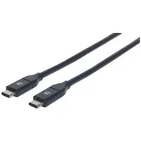 Manhattan 353526 1 m USB Datentransferkabel - Zweiter Anschluss: 1 x USB 3.1 Type C - Male - 10 Gbit/s - Abschirmung - Nickel Beschichteter Kontakt - 34 AWG - Schwarz