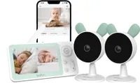Babyphone mit 2 Kameras, Bewegungs-/Geräuscherkennung, 1080P baby monitor mit 4,3" HD, WLAN und App, Geteilter Bildschirm, 4-Zoom, Alarm, Schlaflied
