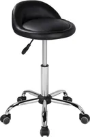Rollhocker Drehhocker Arbeitshocker Bürohocker Drehstuhl Praxishockermit Rollen Massage Salon, Aus Kunstleder, Höhenverstellbar Schwarz – Schwarz
