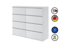 Kommode mit 8 Schubladen 120cm Sideboard Wohnzimmer Schlafzimmer Möbel Highboard Mehrzweckschrank Schrank | Matt Weiß