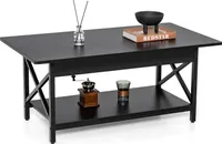 COSTWAY Konferenčný stolík, konferenčný stolík s policou, stolík do obývačky, rozkladací stolík do obývačky, 110 x 60 x 48 cm (čierny)