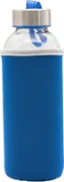 Trinkflasche Glasflasche Wasserflasche Neoprenhülle 400 ml Teeflasche Sportflasche Getränk Flasche Blau