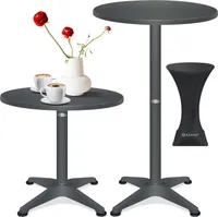 KESSER® 2in1 Stehtisch Bistrotisch Aluminium Edelstahlplatte | höhenverstellbar | 70cm / 115cm | Partytisch Tisch | In- & Outdoor | Hochzeit | Empfangstisch | 4 Standfüße und Regencover
