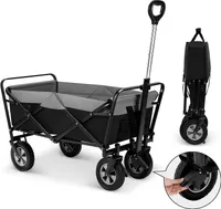 EUGAD Bollerwagen faltbar, 100 L, verstellbarem Griff, Grau-Schwarz