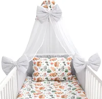 Amilian Baby Bettwäsche 7tlg Set: Nestchen, Kinderbettwäsche 100x135, Betthimmel, Kinder Bettwäsche Babybettwäsche für Baby (Chiffonhimmel)