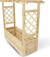 holz4home® Truhlík na květináče M se střechou z jedlového dřeva včetně vložky z rouna I Truhlík na květináče pro zahradu, terasu I Mřížka na květináče