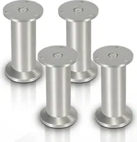 SWANEW 4x Möbelfuß Möbelfüsse Aluminium Fuss Durchmesser 40 mm Höhe 180mm Schwarz Höhenverstellbar