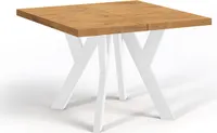 Quadratischer Ausziehbarer Tisch für Esszimmer, NERO, Loft-Stil, Skandinavisch, 90 / 190 cm, Farbe: Eiche Lancelot / Weiss
