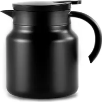 Thermoskanne, Isolierkanne aus Doppelwandingem Edelstahl, 1L  Kaffeekanne, Schwarz