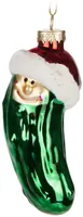 BRUBAKER Gurke Weihnachten - Handbemalte Weihnachtskugel aus Glas - 12 cm Baumkugel Weihnachtsgurke Grün - Weihnachtsdekoration Christbaumschmuck