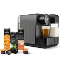 Tchibo Cafissimo milk Kaffeemaschine Kapselmaschine inkl. 30 Kapseln für Caffè Crema, Espresso, Kaffee und Milchspezialitäten, Metallic Silver