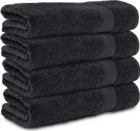 Komfortec 4er Handtücher 50x100 cm Set aus 100% Baumwolle, 470g/m², Frottee, Weich, Schwarz