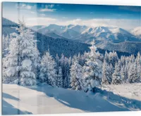 DEQORI Küchenrückwand Glas 80x60 cm 'Karpatenwinter' Spritzschutz Bad Rückwand Küche