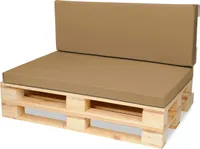Palettenkissen Palettenauflagen Sitzkissen - 120x80 cm und Rückenlehne 120x40 cm - Outdoor und Indoor - Beige