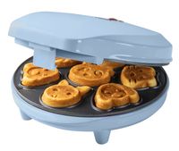 Bestron Waffeleisen für Mini-Cookies, Mini-Cookie-Maker in Tiermotiven, Waffeleisen für Mini-Waffel-Kekse, mit Backampel & Antihaftbeschichtung, 700 Watt, Farbe: Babyblau