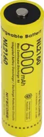 Akumulator litowo-jonowy Nitecore typu 21700 o pojemności 6000 mAh NL2160 z obwodem zabezpieczającym, maks. prąd rozładowania 8 A, 75,4 x 22 mm