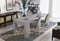 Moderner Esstisch, Ausziehbare Konsole bis 10 Sitzplätze, Maße 90 x 51 x 77 cm (bis 237 mit Verlängerungen), Grau - Betonfarbe