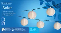 Lumineo LED-Solar-Lampionkette Weiß 450 cm - 10 Lampions Ø 7,5 cm