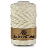 KoloroweMotki | Sznurek bawełniany z rdzeniem 100m 5mm Kość Słoniowa | Idealny do rękodzieła, makramy, na torebki, dywany, prac artystycznych
