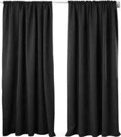 WOLTU 2er Set Gardinen Vorhang Blickdicht Kräuselband für Schiene, 250 g/m² Schwere Verdunklungsvorhänge Thermovorhang kälteschutz lichtdicht,Schwarz,135x225 cm