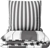 Bettwäsche Set 155x220 cm Grau Gestreift Baumwolle Reißverschluss Wendeseite 4 teilig