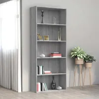 vidaXL Regál na knihy 5 přihrádek Grey Sonoma 80x30x189 cm výrobek ze dřeva