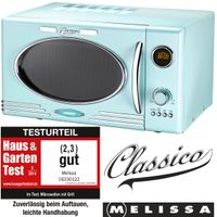 Melissa 16330122 CLASSICO Retro Mint Baby Blue 25 Liter Mikrowelle mit Grill