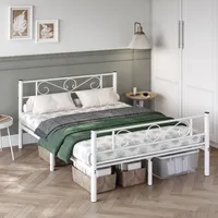 VASAGLE Bettgestell 140 x 190 cm, mit Kopfteil, Metallbett, Bettrahmen