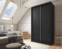 AGMAT Schwebetürenschrank Inari, Kleiderschrank mit 2 Türen, Moderne Garderobe in Farbe: Schwarz, Schrank in Größe: 120 x 216 x 61 cm