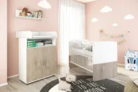 nonjoo - Baby Zimmer Hanna Set 1: best. aus Babybett, Kommode, Wickelaufsatz und Wandboard
