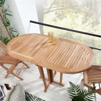 Massiver Balkontisch EMPIRE TEAK 120cm Teakholz einklappbarer Gartentisch