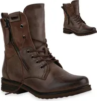 Mytrendshoe Damen Schnürstiefeletten Leicht Gefüttert Blockabsatz Stiefeletten 835417, Farbe: Khaki, Größe: 41