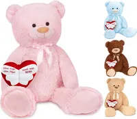 Brubaker XXL plyšový medveď 100 cm ružový s anjelom bez krídel sa volá mama srdce Plyšová hračka Cuddly Toy