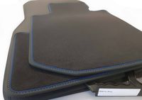 Fußmatten passend für 3er BMW G20 Touring G21 M3 (Ziernaht Blau) Velours Matten Automatten Set Premium 4-teilig