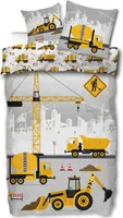SkyBrands Bettwäsche 100x135 Junge Kinderbettwäsche 40x60 Kissen-Bezug [Baumwolle] Traktor Bettwäsche Bagger Bettwäsche Baustelle