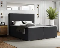 Boxspringbett BOSTON 180x200 cm Velour Kronos 34 Anthrazit Komplettbett inkl..Taschenfederkernmatratzen 7 Zonen H4 Polsterbett