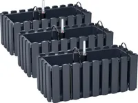 3x Blumenkasten 40 cm Blumentopf mit Halterungen Pflanztopf Wasserstandsanzeiger Balkonkasten Pflanzkästen Anthrazit