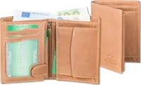 Woodland® Hochformat-Riegelbörse aus ölgewaschenem Rindsleder im Vintage-Look in Cognac