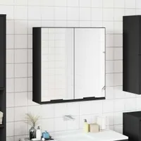 vidaXL Spiegelschrank Schwarz 64x20x67 cm Holzwerkstoff