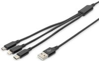 DIGITUS 3-in-1 Ladekabel USB A-Lightning + Micro USB+USB-C schwarz 1 m