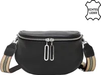 Leder Crossbody Bag in Schwarz – Handtasche als Umhängetasche, Brusttasche oder Gürteltasche