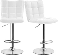 Yaheetech 2er Set Barhocker Barstühle 360°Drehbar Küchenstühle mit Rückenlehne und Fußstütze, Barstuhl PolyurethanKunstleder Sitzhöhe 62,5 cm - 83 cm Höhenverstellbar Weiß
