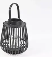 Holzlaterne Glas schwarz 40cm schwarz